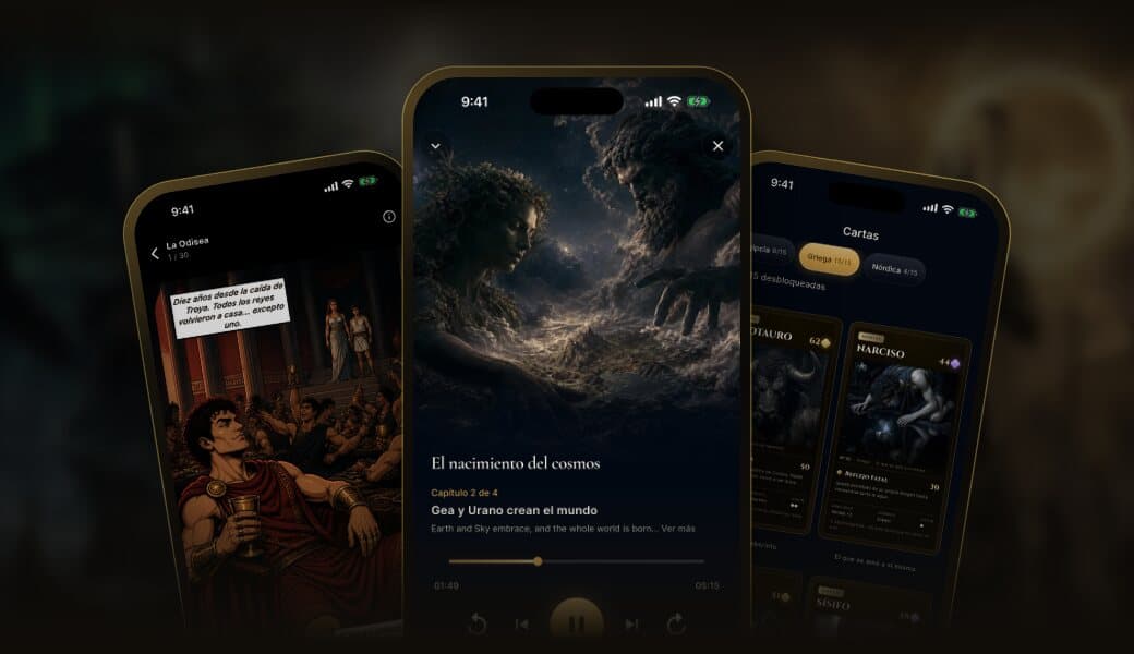 La app: un cómic, el reproductor y las cartas coleccionables